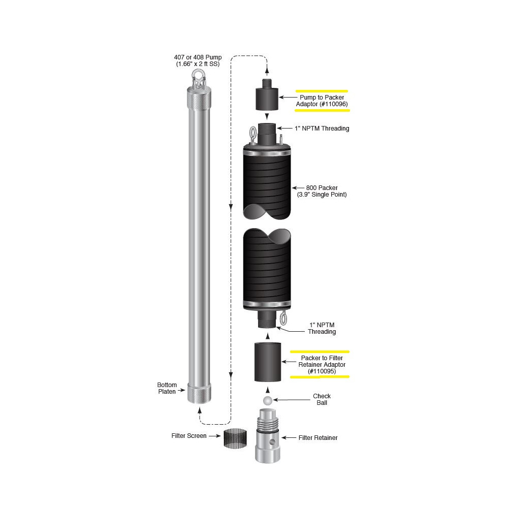Kit adaptateurs - Packer 3,9" à pompe à vessie Ø 42 mm modèle 407