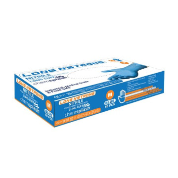 Gants jetables en nitrile sans poudre - manche longue Gants jetables en nitrile sans poudre - manche longue