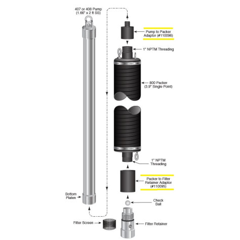 Kit adaptateurs - Packer 3,9" à pompe à vessie Ø 42 mm modèle 407