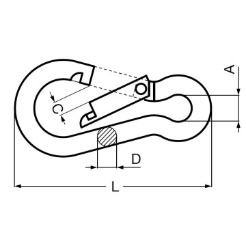 Mousqueton poire - Ø 5 mm