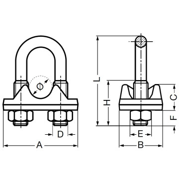Serre-câble à étrier - pour câble Ø 2 mm