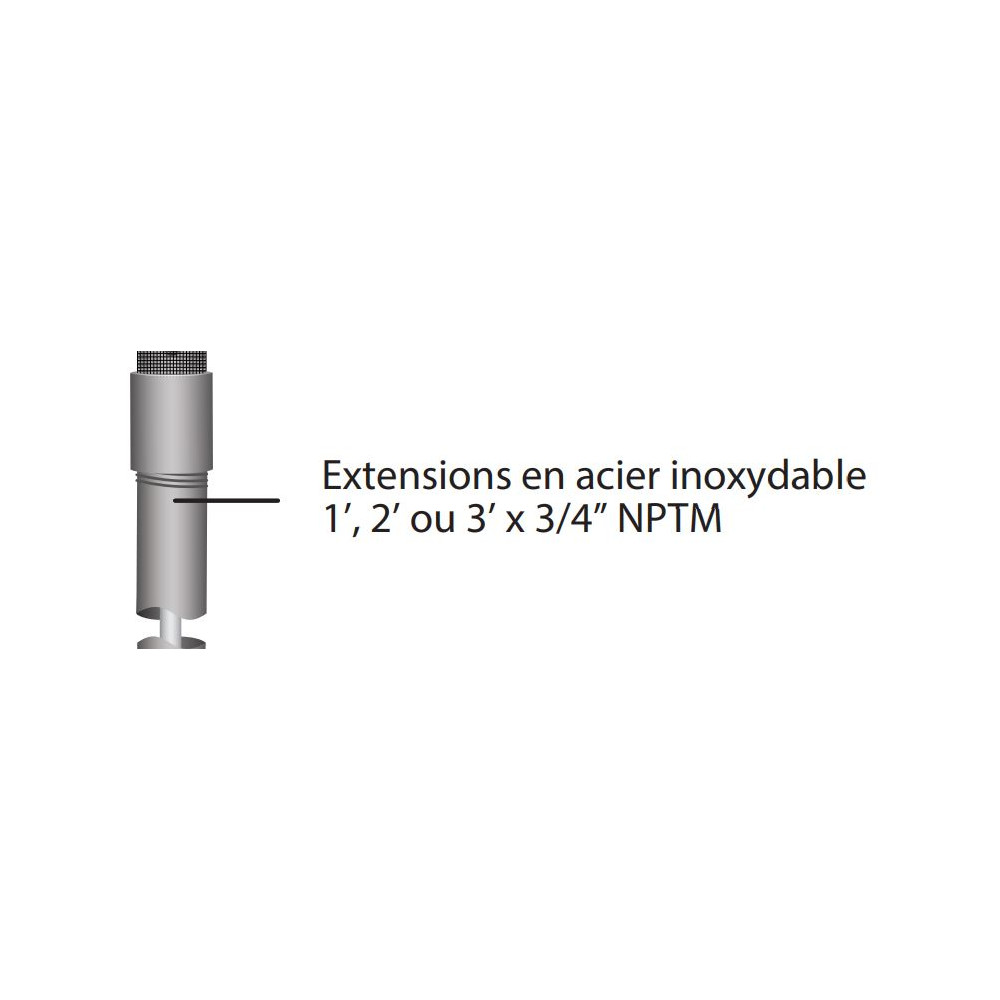 Extension NPT, pour drive point 3/4'' (20 mm)
