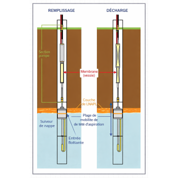 Suiveur de nappe oléophile SOS4 pour forages de 100 mm