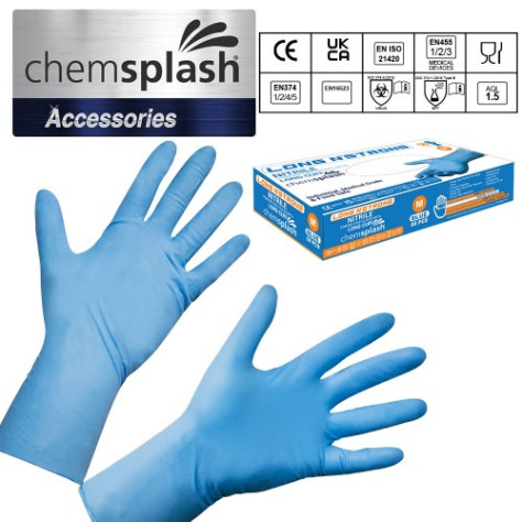 Gants jetables en nitrile sans poudre - manche longue