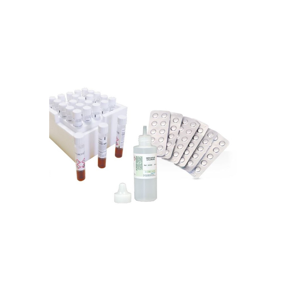 Module tests Chlore total 0,05 - 1 mg/l ou 0,5 - 6 mg/l Cl2 - réactif pilule