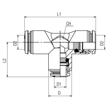 Raccord instantané en T Ø6 à Ø12 mm pour tuyau rigide