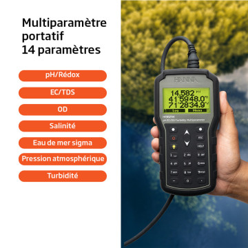 Sonde multiparamètre HI98294 avec GPS – pH, EC, OD, turbidité, °C