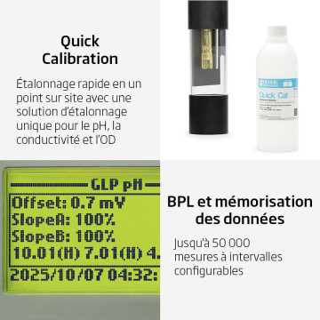 Sonde multiparamètre HI98294 avec GPS – pH, EC, OD, turbidité, °C