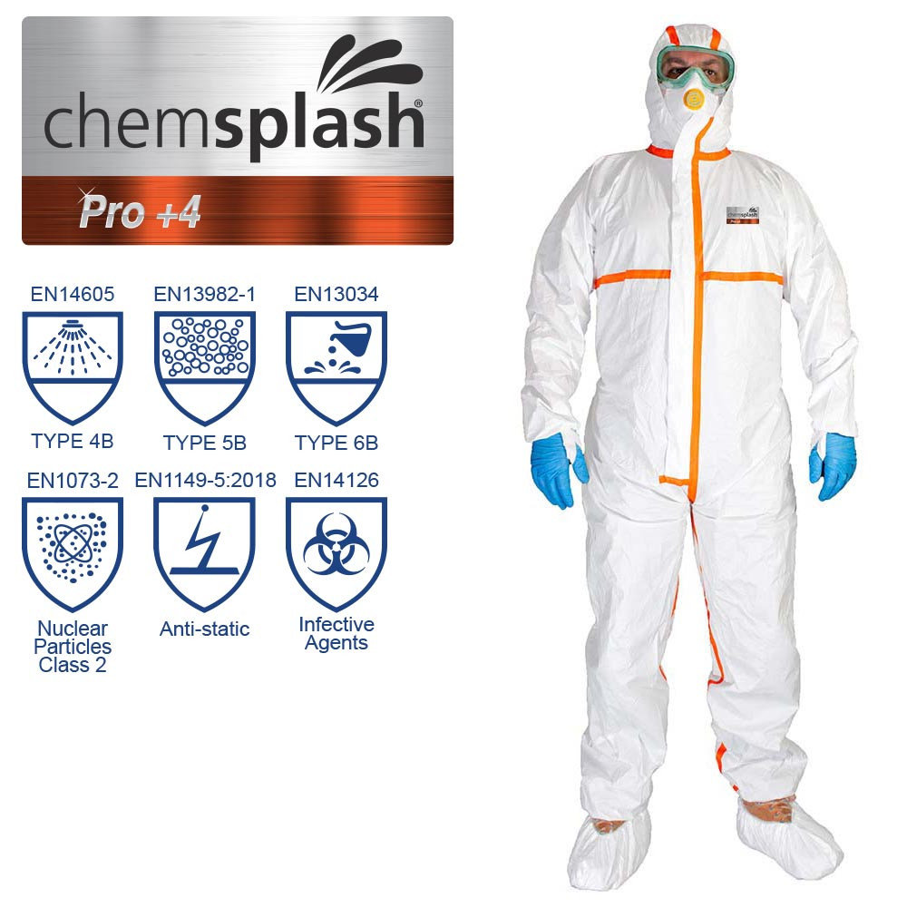 Combinaison de protection chimique jetable Pro +4 MAX – Type 4B/5B/6B