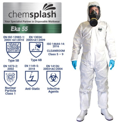 Combinaison de protection jetable chimique et biologique Eka 55 – Type 5B/6B