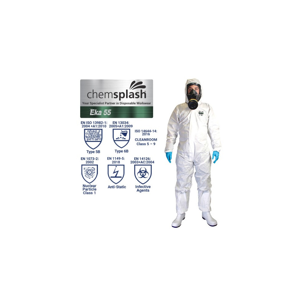 Combinaison de protection jetable chimique et biologique Eka 55 – Type 5B/6B