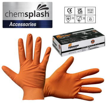 Gants nitrile jetables orange renforcés avec grip - SumoGrip